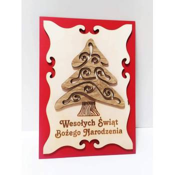 Życzenia świąteczne kartka drewniana